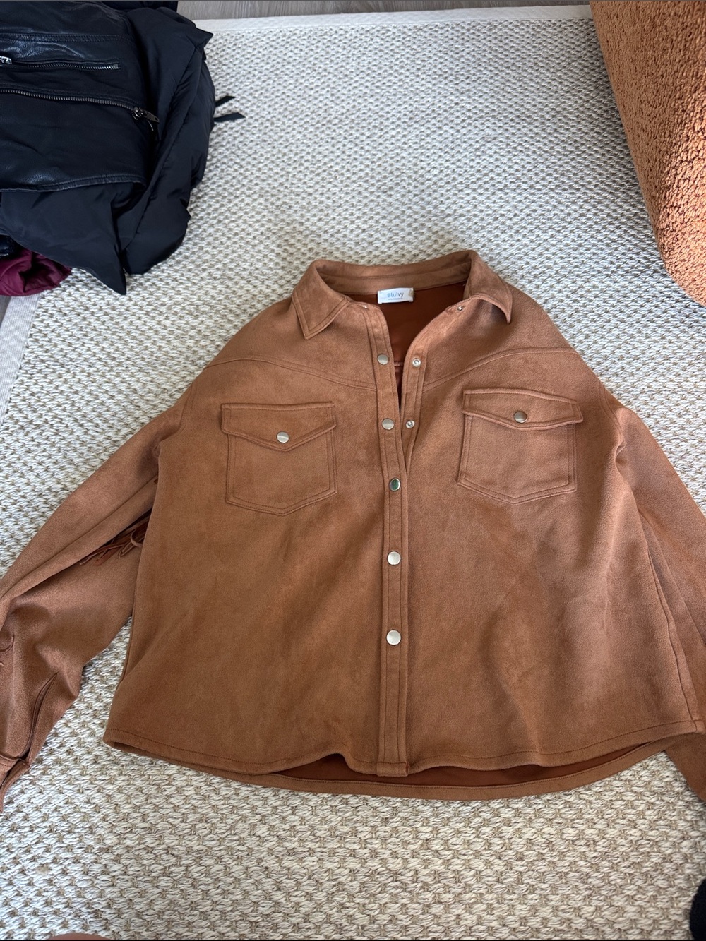 Bluivy Chest-Pocket Button-Front Utility Jacket - Brown